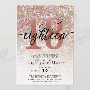 Invitation 18e anniversaire Parties scintillant Champagne