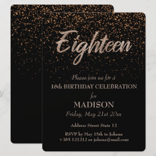 Invitation 18e anniversaire Parties scintillant d'or