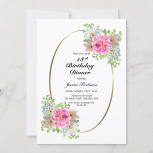 Invitation 18e anniversaire Pink Gold Party