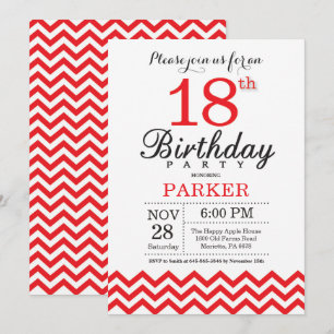 Invitation 18e anniversaire Red Chevron
