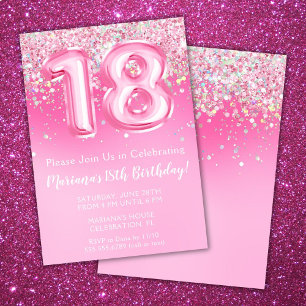 Invitation 18e Anniversaire rose Fille Parties sci