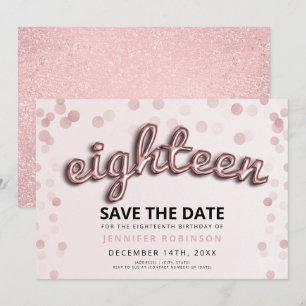 Invitation 18e anniversaire Rose Gold Blush Pink Parties scin