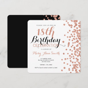 Invitation 18e anniversaire Rose Gold Faux Parties scintillan