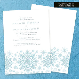 Invitation 18e anniversaire Surprise Party Blue Snowflake