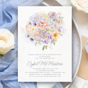 Invitation 18e anniversaire Surprise Party Flower Bouquet