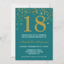 18e anniversaire Turquoise or Confetti Dot moderne