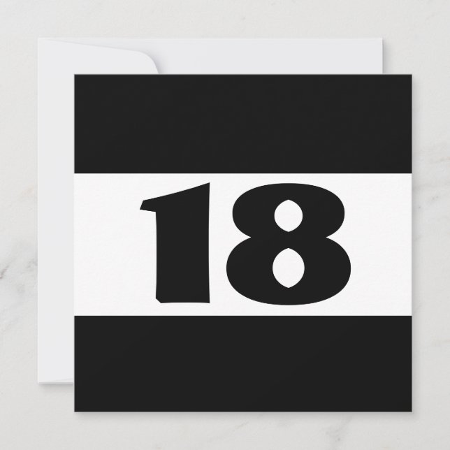 Invitation 18e fête d'anniversaire Black and White Modern W85 (Devant)