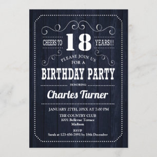 Invitation 18e fête d'anniversaire - Motif de bois de la Mari