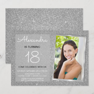 Invitation 18e Sparkle Parties scintillant photo de luxe en a