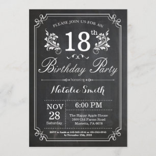 Invitation 18ème Tableau floral d'invitation d'anniversaire