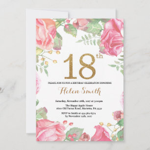 Invitation 18èmes parties scintillantes florales d'or