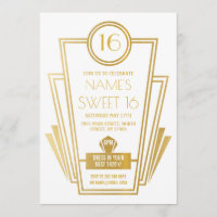1920 Sweet 16 Anniversaire Art Déco Gatsby Gold