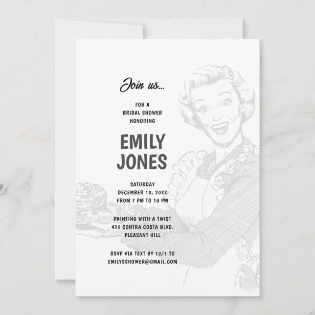 Invitation 1950 Fête des mariées de femme au foyer (Devant)