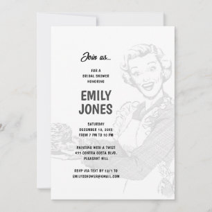 Invitation 1950 Fête des mariées de femme au foyer