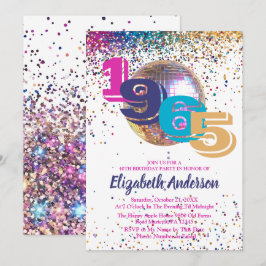 Invitation 1965 Colorful Disco 60th Birthday Party Customizab