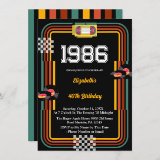 Invitation 1986 Retro Cassette Disco 40th Birthday