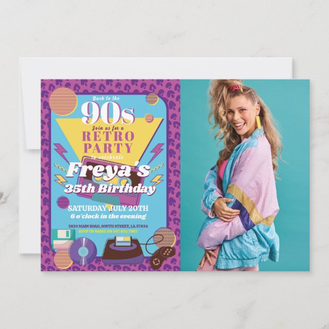 Invitation 1990s Anniversaire des années 90 (Devant)
