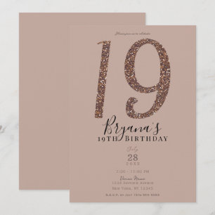 Invitation 19e 19 Anniversaire Rose rose Blush Parties scinti