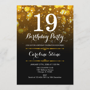 Invitation 19e anniversaire - Black White Gold