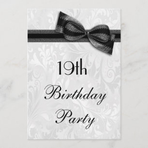 Invitation 19e anniversaire Damask et Faux Bow