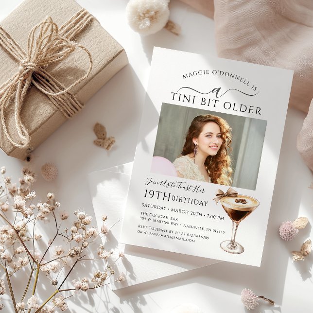 Invitation 19e anniversaire de fête Photo Espresso Martini (Créateur téléchargé)