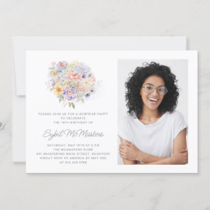 Invitation 19E Anniversaire Fleur Bouquet Photo Surprise