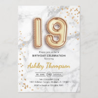 19e anniversaire - Gold Balloons effet marbre