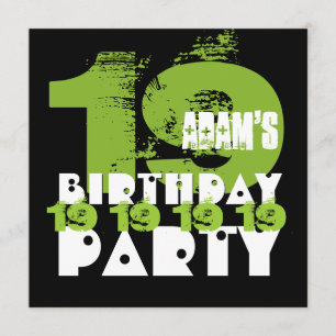 Invitation 19e Birthday Party 19 Year Old Grunge Z19A