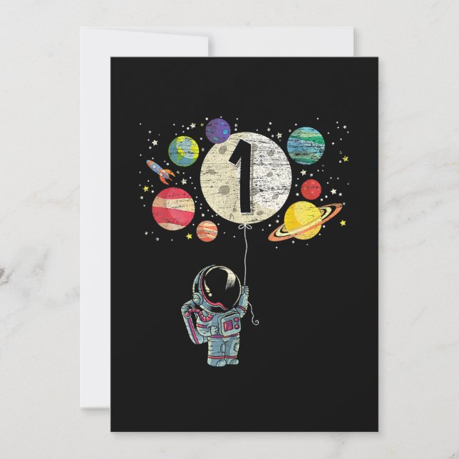 Invitation 1 Anniversaire Garçon Astronaut 1er Anniversaire (Devant)