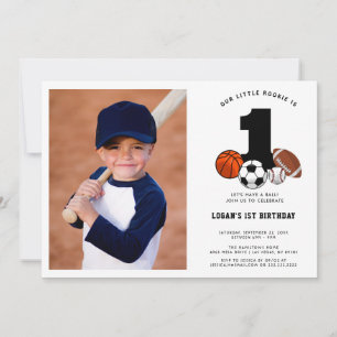 Invitation 1 Ball Sports Thème Le 1er anniversaire du garçon