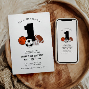 Invitation 1 Ball Sports Thème Le 1er anniversaire du garçon