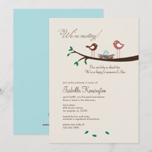 Invitation 1 Oeuf Bleu Nidification Oiseaux Baby shower Invit