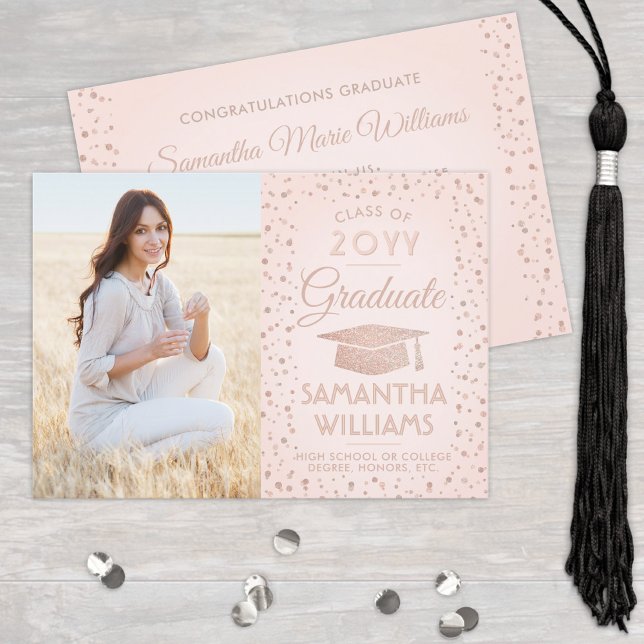 Invitation 1 Photo Graduation Blush rose et Rose Parties scin (Créateur téléchargé)