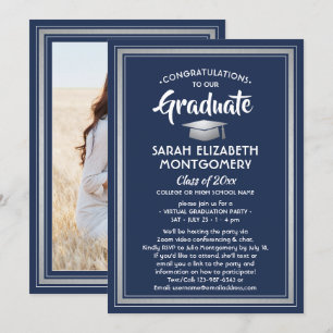 Invitation 1 Photo Graduation virtuelle Marine Bleu Blanc Arg