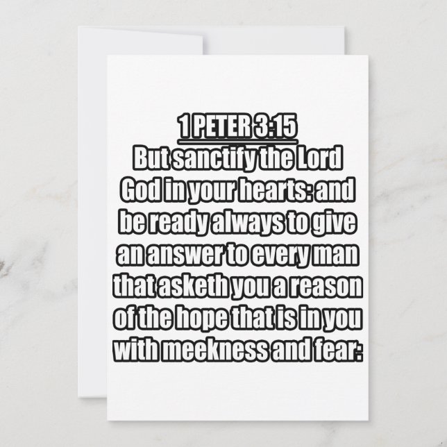 Invitation 1 Pierre 3:15 Verse de la Bible du KJV (Dos)