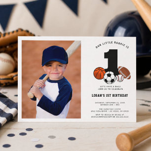 Invitation 1 Thème de sports de balle pour le 1er anniversair