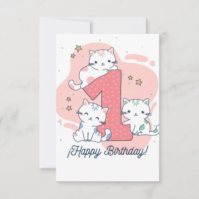 Invitation 1 Year Old - Happy Birthday (Devant)