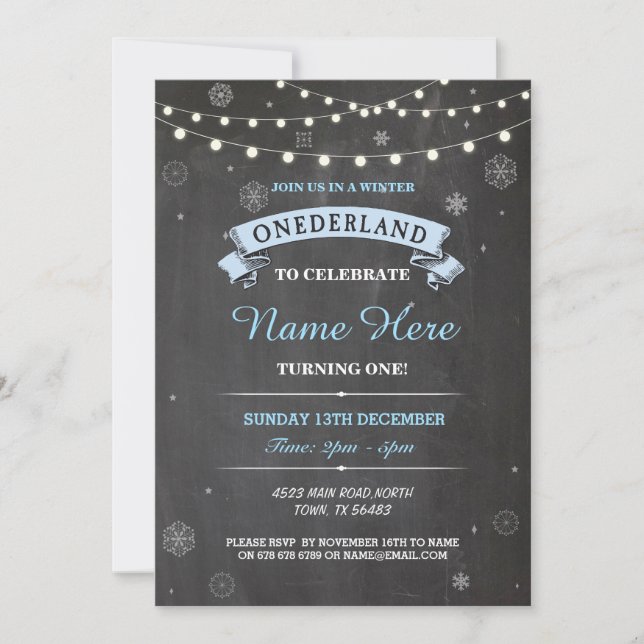 Invitation 1er anniversaire 1 Wonderland Onederland Invitatio (Devant)