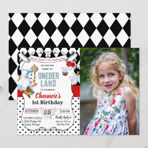 Invitation 1er Anniversaire Alice au pays des merveilles Invi
