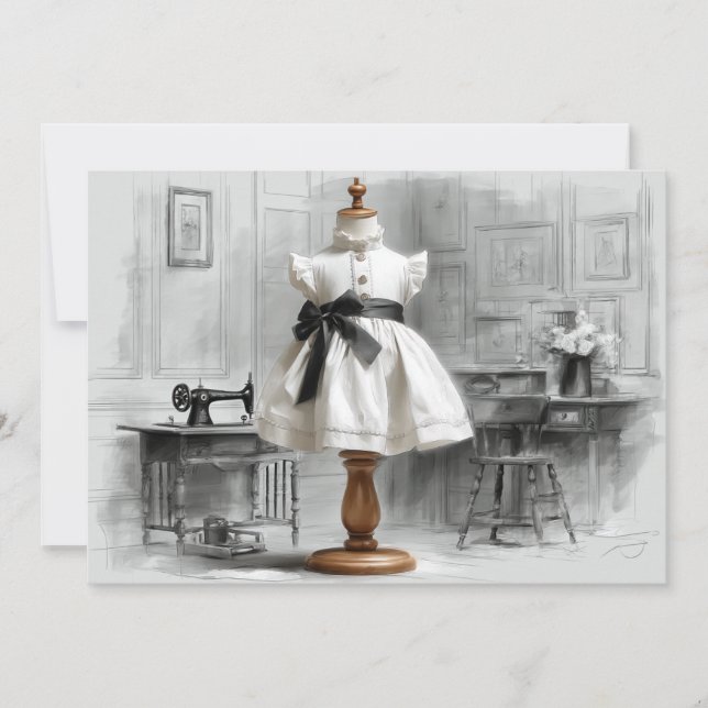 Invitation 1er Anniversaire Atelier Style noir et blanc (Devant)