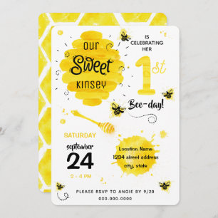 Invitation 1er anniversaire bee bee day party