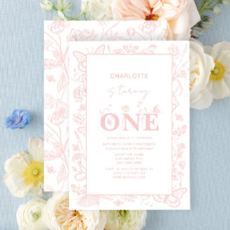 Invitation 1er Anniversaire Blush Rose Floral devient un