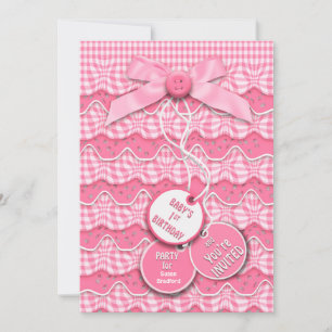 Invitation 1er Anniversaire Boutons et Couches de vaches Rouf