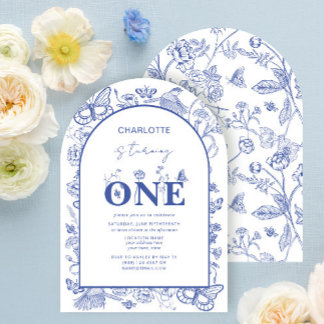 Invitation 1er Anniversaire Chinoiserie Bleu devient un