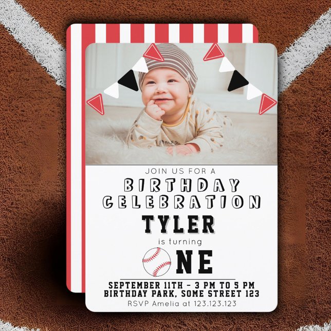 Invitation 1er Anniversaire Cute Baseball Balls Enfants Photo (Créateur téléchargé)