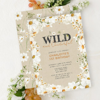 Invitation 1er anniversaire Daisy Wild & Onederful Terracotta