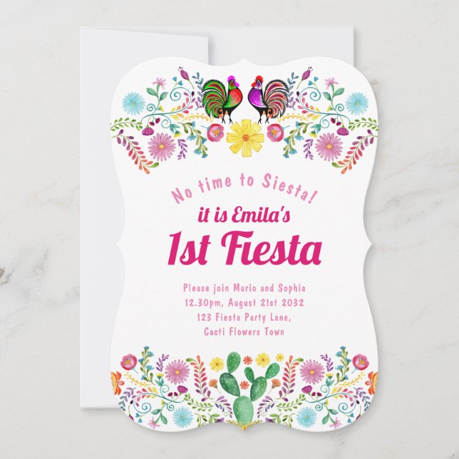 Invitation 1er anniversaire de fête pour une fille Sinorita F (Devant)