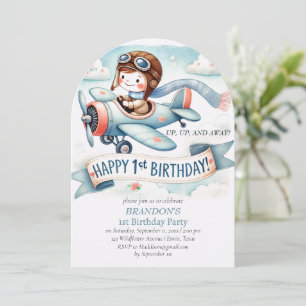 Invitation 1er anniversaire de naissance Boy Avion