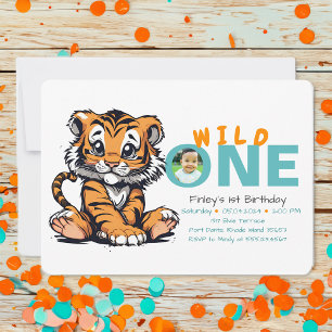 Invitation 1er anniversaire de Wild ONE Baby's mignon Tiger P