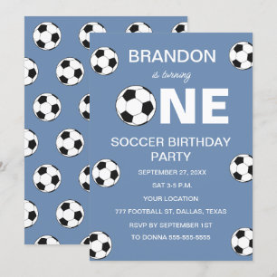 Invitation 1er Anniversaire Fête Football Blue Boys Sports
